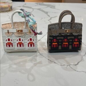 Miniature Handbag Set with Red Accents bag, charm or AirPod Case